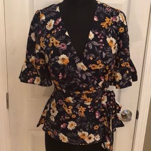 Floral wrap tie top